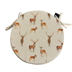 Coussins de siège de bistrot ronds avec cerfs et biches | Coussins de chaise ronds avec motif de cerf