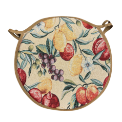 Round Bistro Natural Fruits Tapestry Seat Pads | Round Fruit Chair Pads