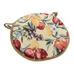 Round Bistro Natural Fruits Tapestry Seat Pads | Round Fruit Chair Pads