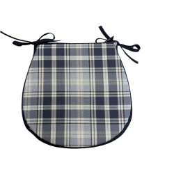 Coussins de siège Highland Check Denim Classic D | Coussins de siège en forme de D à carreaux bleus