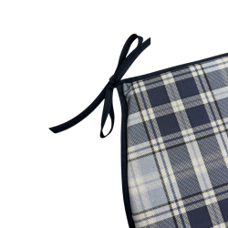 Coussins de siège Highland Check Denim Classic D | Coussins de siège en forme de D à carreaux bleus