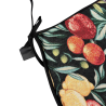 Coussin de siège en forme de D avec tapisserie de fruits noirs | Coussin de siège classique en forme de D avec fruits |