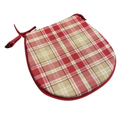 Cuscini per sedie a forma di D a quadri rossi delle Highlands| Cuscini per sedie a forma di D a tartan rosso |