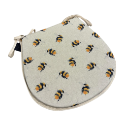 Coussin de siège réversible en forme de 'D' avec petites abeilles | Ensemble de 4, 6 ou 8 coussins de chaise