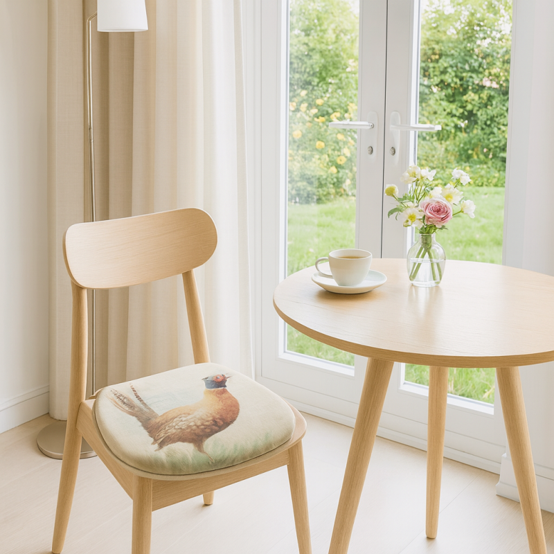 Fazant Omkeerbare 'D' Vorm Stoelkussens | Set van 2, 4, 6 of 8 Stoelkussens