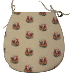 Coussin de siège réversible en forme de 'D' avec motif de coq | Ensemble de coussins de chaise double face