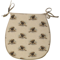 Cuscini per sedie a forma di 'D' reversibili con piccoli carlini | Set di 2,4,6,8 cuscini per sedie