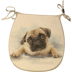 Große Pug Wendbare 'D' Form Sitzkissen | Set mit 2, 4, 6, 8 Stuhlkissen