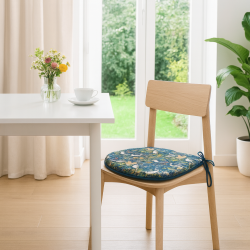 Coussin de siège en forme de D Strawberry Thief Navy | Coussin de siège en forme de D bleu floral