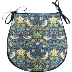 D-vormig zitkussen Strawberry Thief Navy | Blauw bloemen D-vormig zitkussen