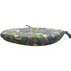 D-förmiges Sitzkissen Strawberry Thief Navy | Blaues Blumen-D-förmiges Sitzkissen