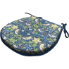 Coussin de siège en forme de D Strawberry Thief Navy | Coussin de siège en forme de D bleu floral