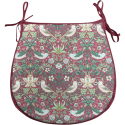 Cuscino per sedile a forma di D Strawberry Thief Crimson | Cuscino per sedile a forma di D rosso floreale