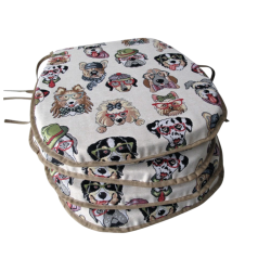Coussins de siège en forme de D avec motif de chien en tapisserie | Coussins de siège en tapisserie avec motif animal en forme d
