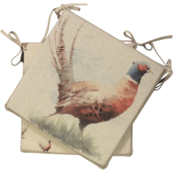 Cuscini per sedie quadrati reversibili con fagiani | Set di 2, 4, 6 o 8 cuscini per sedie
