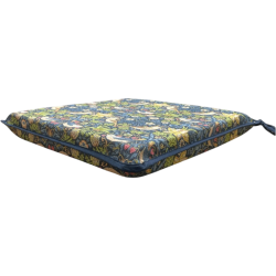 Cuscino Quadrato per Sedia Strawberry Thief Blu Navy | Cuscini Quadrati Rossi per Sedia con Lacci