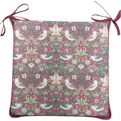 Coussin de siège carré Strawberry Thief Crimson | Coussins de siège carrés floraux rouges