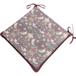 Coussin de siège carré Strawberry Thief Crimson | Coussins de siège carrés floraux rouges