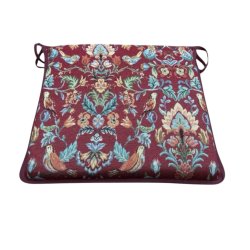 Coussin de siège carré William Tapisserie rouge | Coussins de chaise carrés Tapisserie rouge