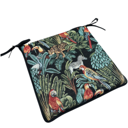 Coussins de siège carrés Tapisserie Forêt tropicale noire | Coussins de chaise carrés antidérapants