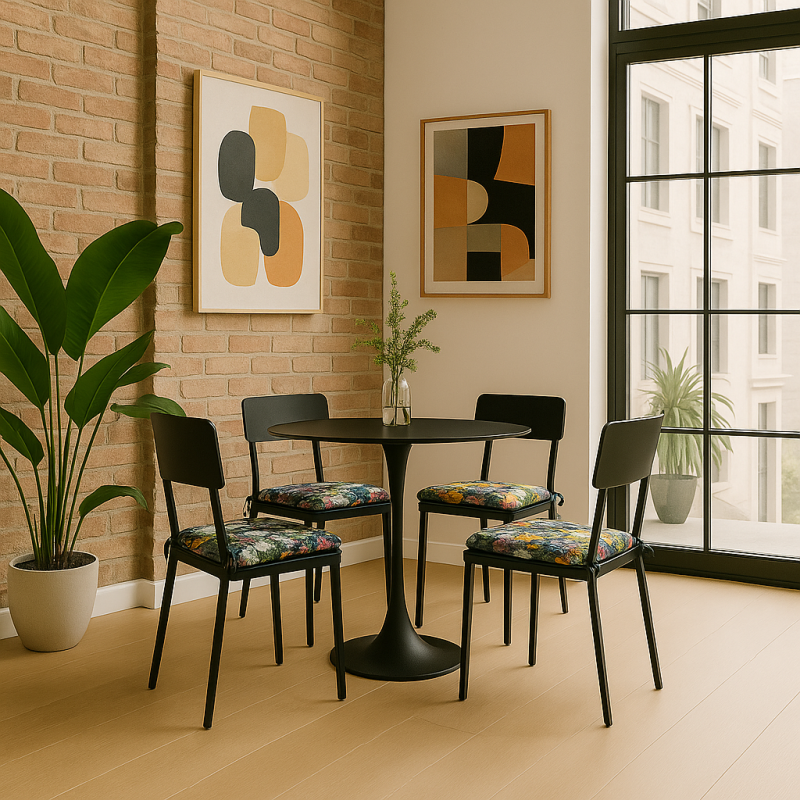 Quadratische florale Samt-Stuhlkissen | Florale quadratische Sitzkissen