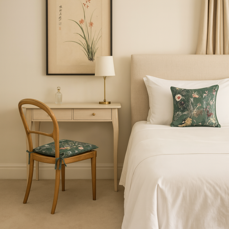 Vierkante Fluwelen Chinoiserie Stoelkussens | Patroon Fluwelen Vierkante Stoelkussens