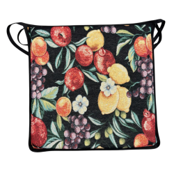 Cuscini Quadrati per Sedie Frutti Neri Arazzo | Cuscino Quadrato Multicolore per Sedia