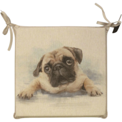 Grote Pug Omkeerbare Vierkante Stoelkussens | Set van 2, 4, 6 of 8 Stoelkussens
