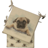 Grandes Coussins de Siège Carrés Réversibles Pug | Ensemble de 2, 4, 6 ou 8 Coussins de Chaise
