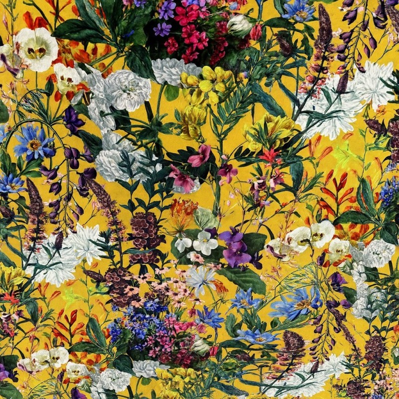 Tissu Floral | Velours Imprimé | Velours Floral pour Rembourrage