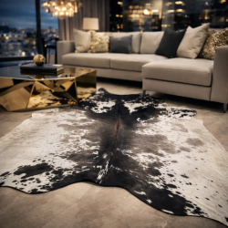 Extra Grote Bruine & Off-White Koeienhuid Vloerkleed | X/Grote Bruine Koeienhuid
