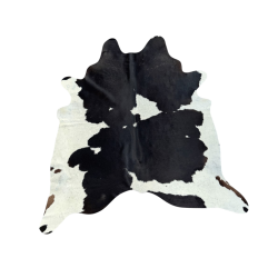 Extra Large Zwart & off- White Koeienhuid Tapijt | X/Large Haar op Huid Tapijt