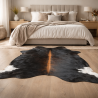 Tapis en Peau de Vache Noir et Marron Grande Taille | Peau de Vache Marron Foncé | Poil Foncé sur Peau