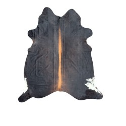 Grande Tappeto in Pelle di Mucca Nera e Marrone | Pelle di Mucca Marrone Scuro | Pelo Scuro su Pelle