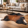 Tapis en Peau de Vache Marron et Beige | Peau de Vache Marron Clair | Poils sur Peau Beige