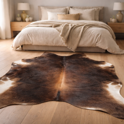 Grande pelle di mucca naturale marrone | Tappeto in pelle di mucca marrone | Pelle marrone con pelo |