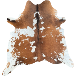 Tapis en Peau de Vache Tan & Blanc | Peau de Vache Tan & Blanc | Poils Tan sur Peau