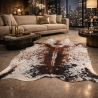 Tapis en Peau de Vache Marron à Grandes Taches | Peau de Vache Tachetée | Tapis en Peau avec Poils