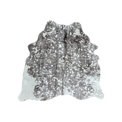 Grijs & Zilver Holografisch Koeienhuid | Grijs & Zilver Metallic Koeienhuid Tapijt