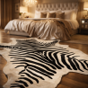 X/Grote Gedrukte Zebra Koeienhuid | Zwart & Wit Zebra Koeienhuid Tapijt |