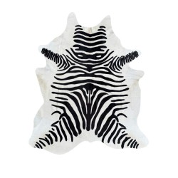 X/Grande Peau de Vache Imprimée Zèbre | Tapis en Peau de Vache Zèbre Noir et Blanc |
