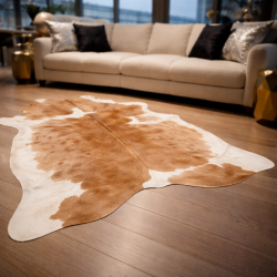 Grote Bruine & Witte Koeienhuid Vloerkleed | Bruine & Witte Koeienhuid | Bruin Haar op Huid