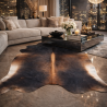 Tapis en peau de vache marron, beige et blanc XXL | Double XL peau de vache marron |