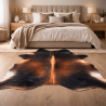 Tapis en peau de vache marron, beige et blanc XXL | Double XL peau de vache marron |