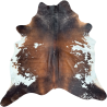 Grande Pelle di Mucca Naturale | Tappeto in Pelle di Mucca Marrone e Bianca | Pelle Marrone su Pelle