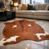 Grand Tapis en Peau de Vache Marron Châtaigne & Blanc | Tapis en Peau de Vache Marron Rouge & Blanc |