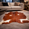 Grand Tapis en Peau de Vache Marron Châtaigne & Blanc | Tapis en Peau de Vache Marron Rouge & Blanc |