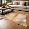 Tapis en Peau de Vache Marron/Beige Grande | Peau de Vache Marron Pâle | Grande Peau avec Poils
