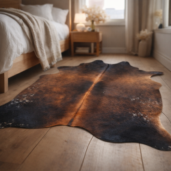 Grand Tapis en Peau de Vache Marron | Grande Peau de Vache Marron | Poils Marron sur Peau