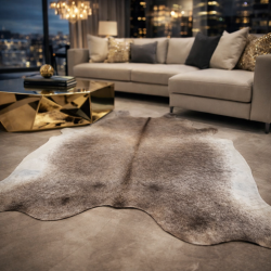 Peau de vache marron/beige Triple XL | Tapis en peau de vache énorme | Enorme peau de vache